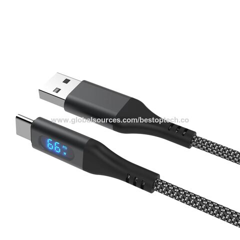 Cable de datos móvil de carga rápida de 5A con pantalla LED Emark PD de 100W, calidad premium, chapado en zinc