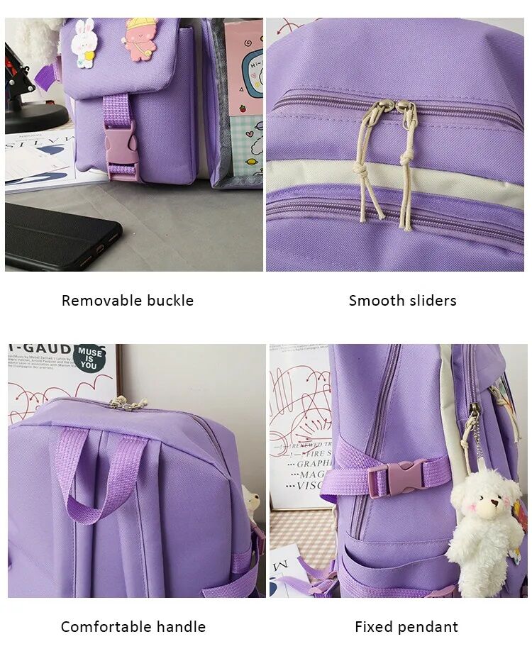 Stripe Canvas Bag Backpack School for Teenager Girl Laptop Bag Printing Backpack Women Backpacks