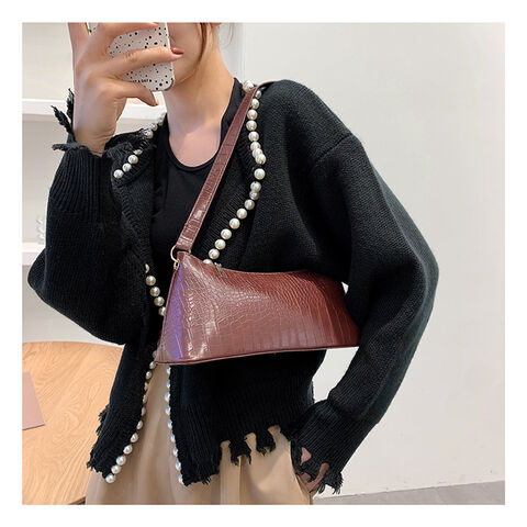 PU leather handbags women handbags fashion crocodile pattern single-shoulder armpit bag