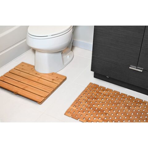 Natural Bamboo Bath Mat Waterproof Floor Mat for Bathroom Shower Toilet