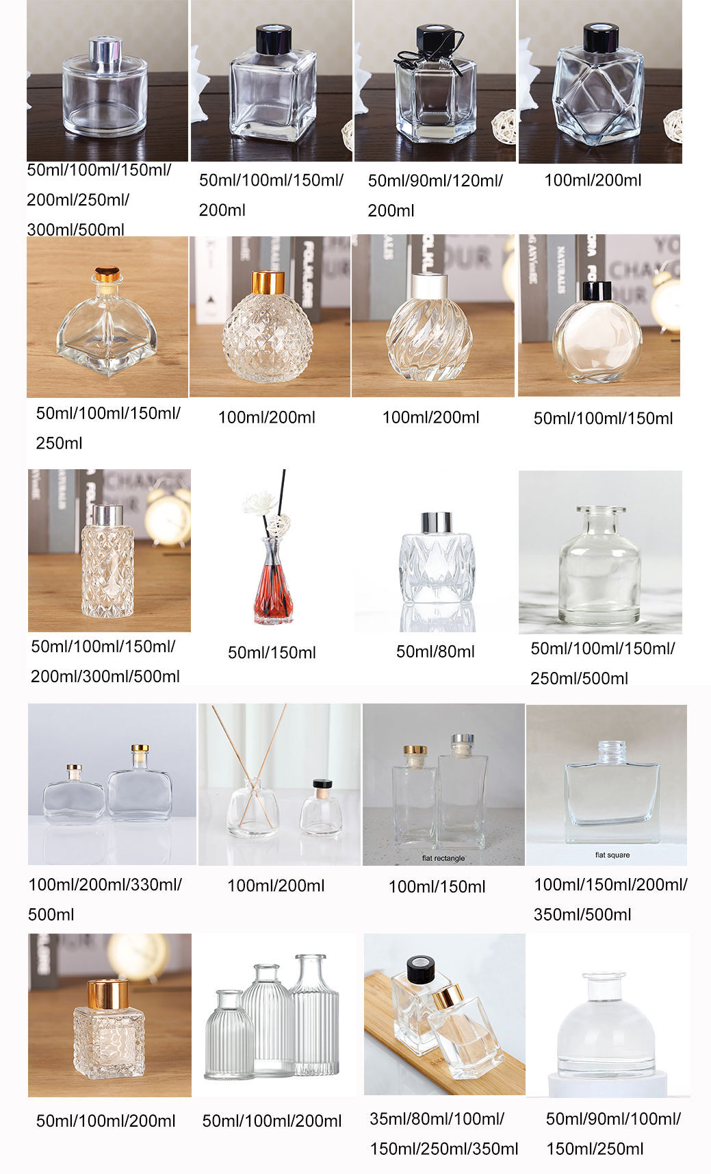 50ml 100ml 150ml Luxury Empty Transparent Glass Aroma Diffuser Bottles ...