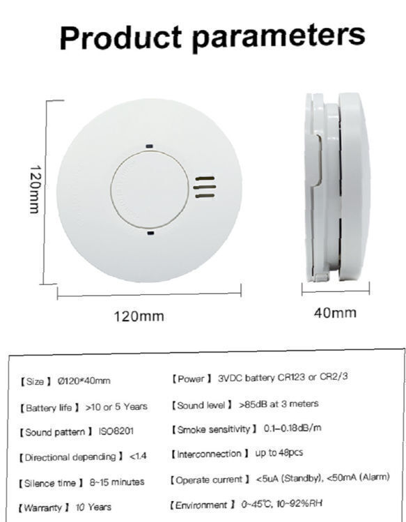 Ruan Wireless Interconnected Smoke Alarm 10 Years Life Photoelectric - View #7