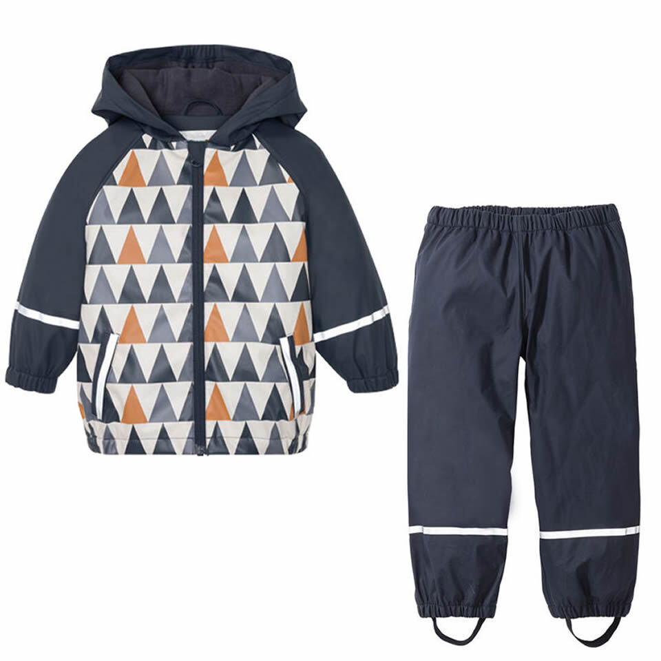 Color Kids Ensemble Pluie PU Enfant - Veste + Pantalon Imperméable 8000 Mm, Capuche Amovible & Réflecteurs