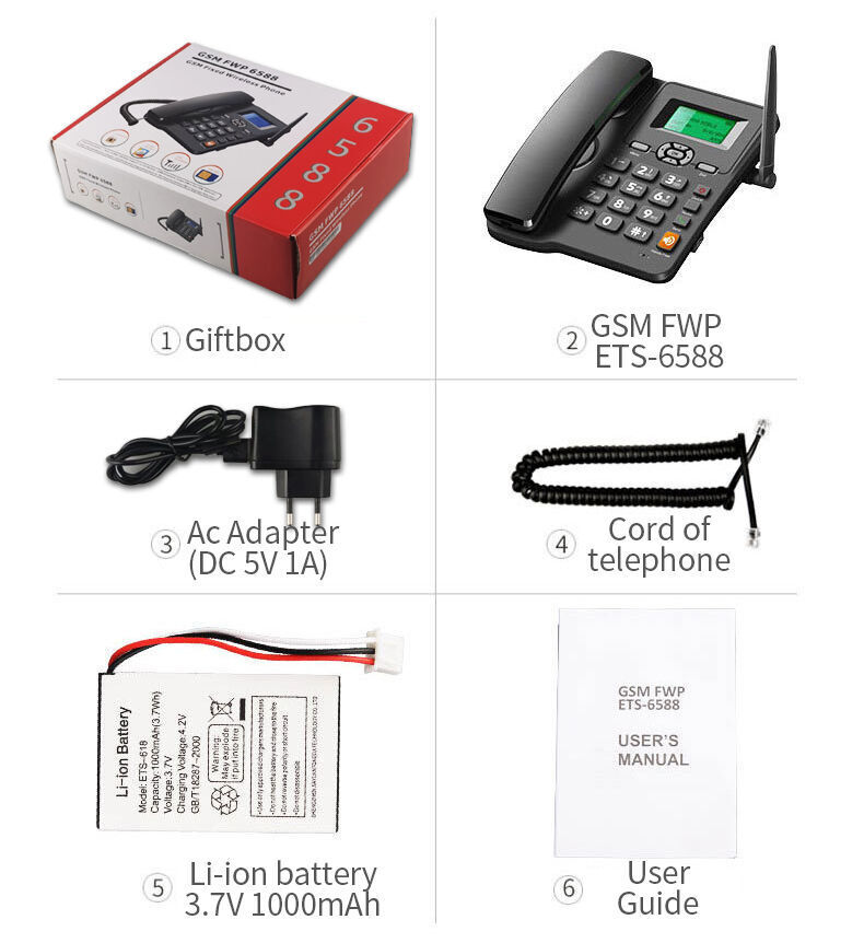 Achetez en gros Ets-6588 Gsm Téléphone Sans Fil Fixe Avec 2 Fente