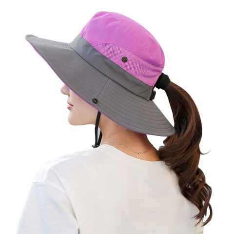 Sombreros De Sol con Cola De Caballo para Mujer Sombrero De Pesca para  Senderismo Al Aire Libre con Solapa para El Cuello Sombrero De Pescador con