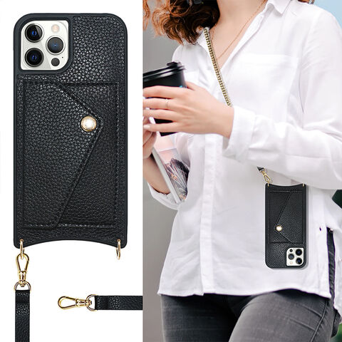 The Manhattan Pearly White  Genuine Pebbled Leather iPhone Case Cross -  HOLSTERE