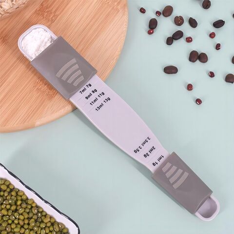  2 PCS Adjustable Measuring Cups and Spoons Set,Kitchen Tool  Plastic Scoop Measuring Cup with Magnetic for Dry and Liquid Ingredient:  Home & Kitchen