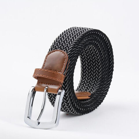 Men's Braided Leather Belt, Braided Woven Belt for Men Casual