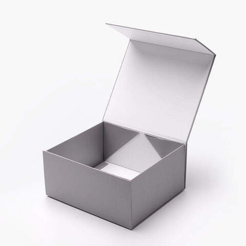 White Magnetic Closure Rigid Gift Box with Ribbon