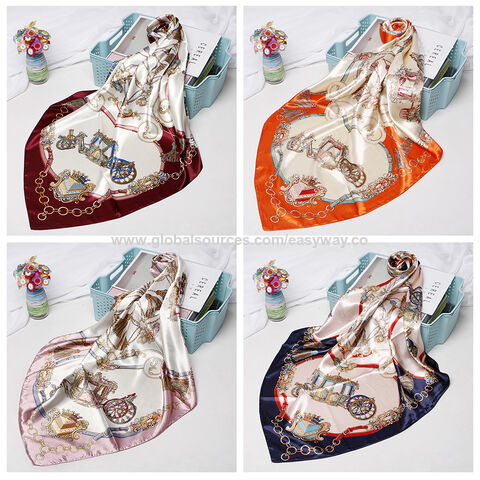 70X70cm Printed Hot Selling Square Silk Satin Scarf Polyester Scarves Wowan  Hairband Bag Band - China Square Scarf and Custom Scarves price