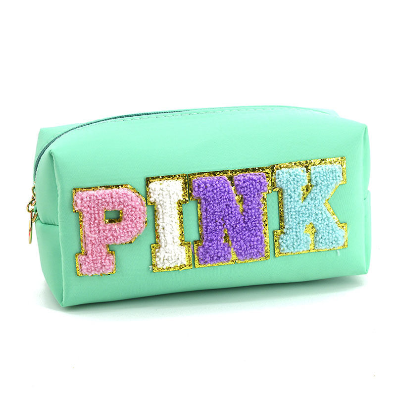 Buy Wholesale China Embroider Patch Logo Nylon Cosmetic Bags With Shiny
