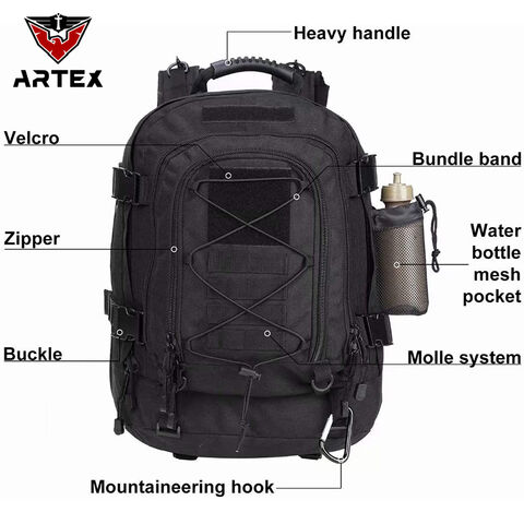 Military Tactical Backpack Small Rucksacks Hiking Bag Outdoor Trekking  Camping Tactical Molle Pack Men Tactical Combat Travel Bag 20-35L (Khaki)