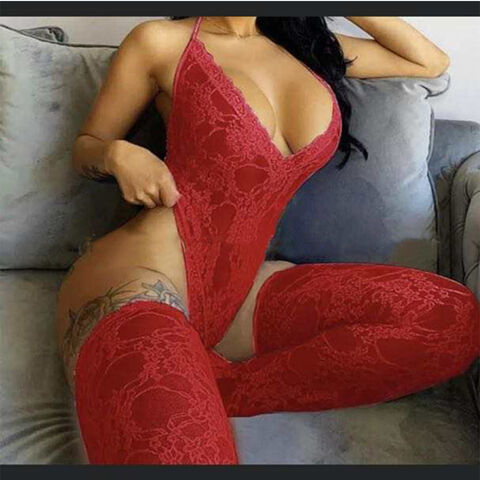 Lingerie Sexy Femme Dentelle Teddy Bodysuits Vêtements de Nuit Avec Masque  Sous-vêtements