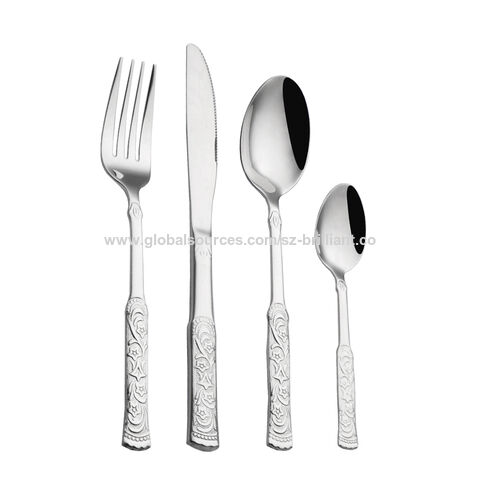 24 Piece Silverware Set with Steak Knives, Stainless Steel Flatware Set,  Cutlery Set Service for 4, Mirror Polished Utensils Set, Forks and Spoons