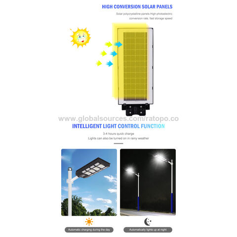 Recharge lampadaire avec panneau solaire 1000W Protection IP65 et  télécommande