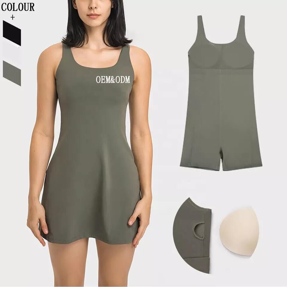 Women Golf Tennis Dress Zipper Collar Workout Sleeveless Athletic Dress  with Built in Shorts and Pockets Sportswear