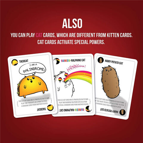  Exploding Kittens Original 2 Player Edition - Hilarious Games  for Family Game Night - Funny Card Games for Ages 7 and Up - 56 Cards :  Toys & Games