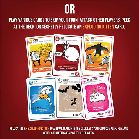  Exploding Kittens Original 2 Player Edition - Hilarious Games  for Family Game Night - Funny Card Games for Ages 7 and Up - 56 Cards :  Toys & Games