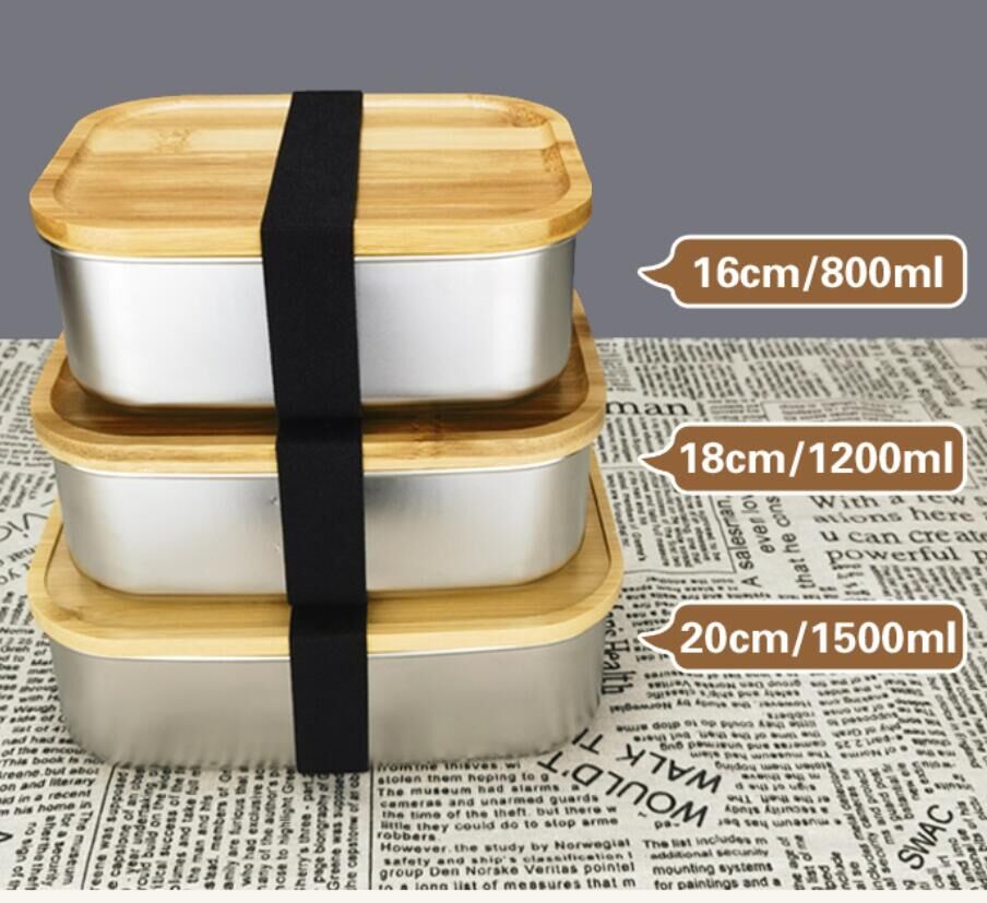 Wholesale Stainless Steel Lunch Box With Bamboo Lids 800ml 1200ml
