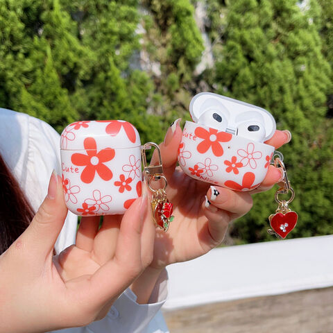 Red Cute Luxury Designer Airpods 1 2 Pro Case With Keychain 
