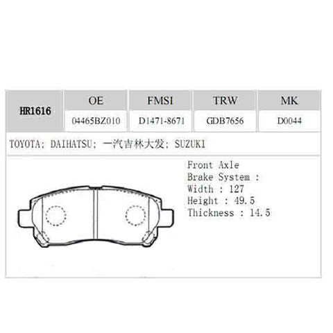 04465bz010 D1471-8671 D0044 High Temperature Resistance Oem Auto Brake Pads  - Buy China Wholesale Brake Pads $3.3