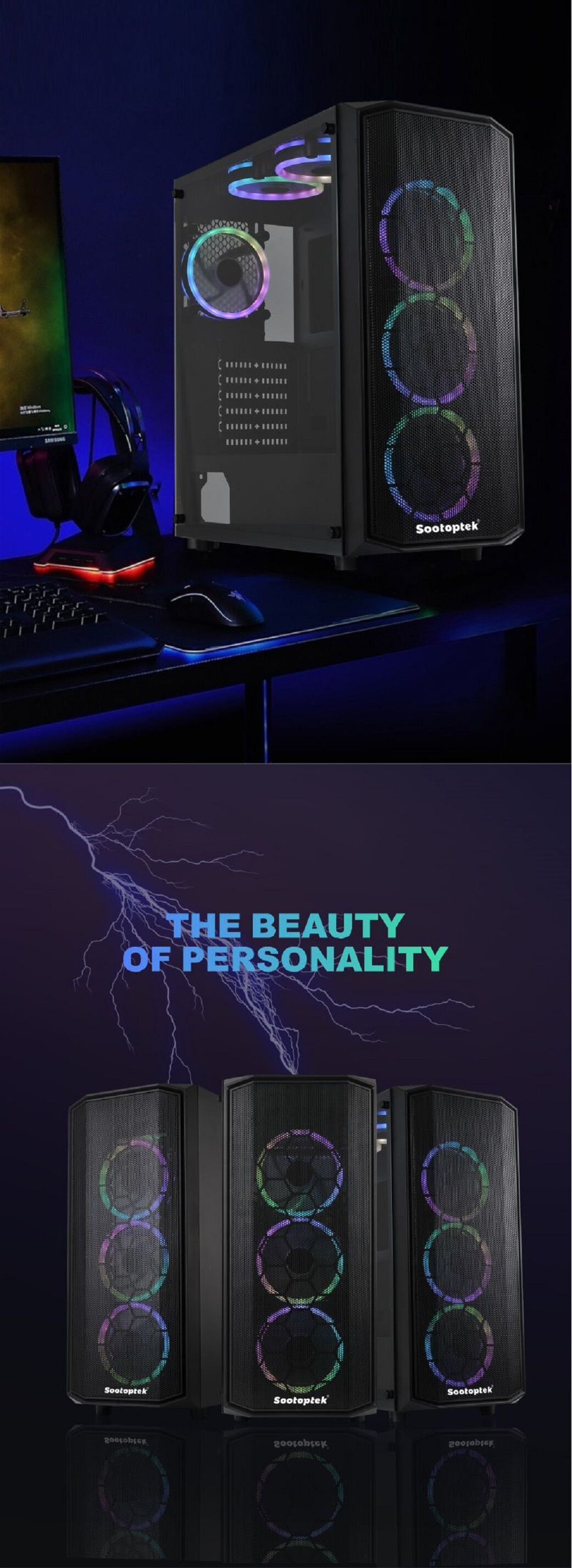 Buy Wholesale China Black Atx Midtower Desktop Computer Gaming Case