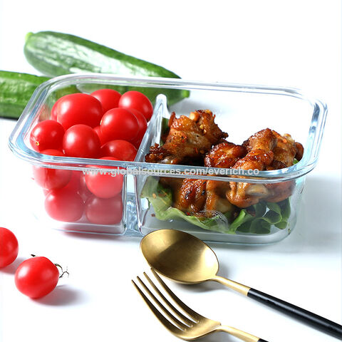METKA Glass Lunch Box with Compartments Bento Box Food Storage