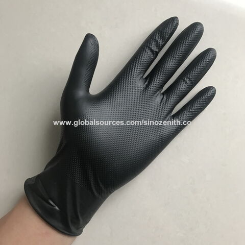 Guante de nitrilo verde con agarre de diamante, agarre superior extra grueso, EN374, naranja, 12"