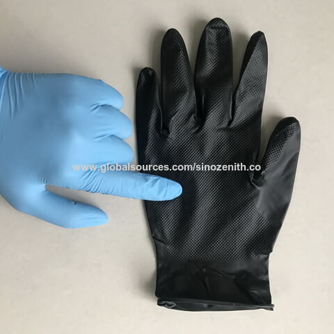 Guante de nitrilo verde con agarre de diamante, agarre superior extra grueso, EN374, naranja, 12"