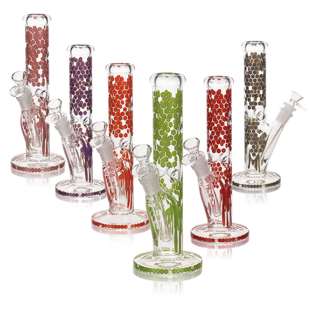 Esigo Hot Sale New Design Six Colors Honeycomb Pattern Straight Tube With Clear Downstem And