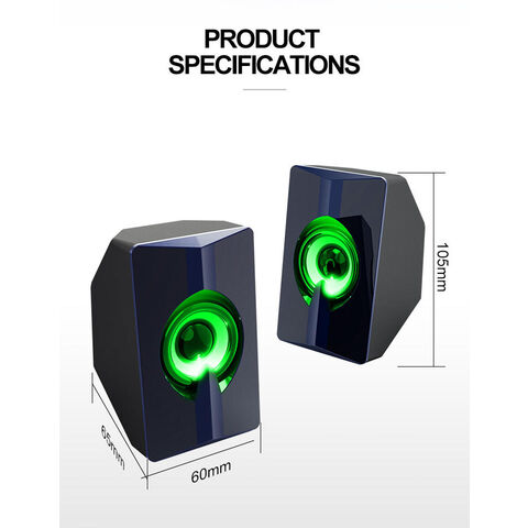 Kisonli Haut-parleurs Gamer 2.0 Stéréo LED RGB lumières pour PC