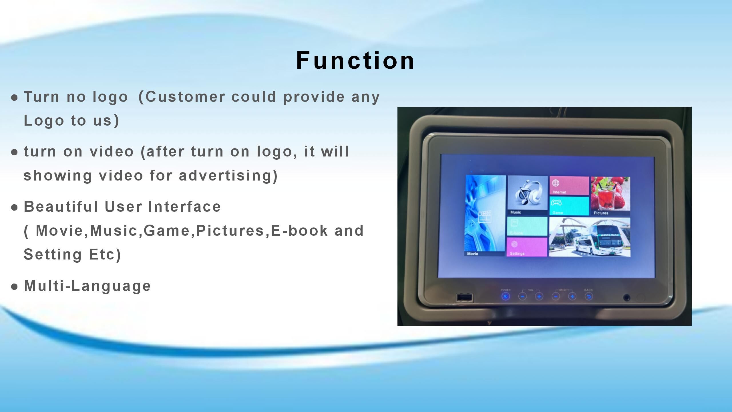 Luxury 9 Inch Bus 45 Seat Smart Terminal Train Tourist Bus Multimedia ...