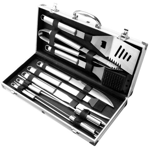 Ensemble d'ustensiles de Barbecue Professionnels en Acier Inoxydable avec  Sac Facile à Transporter (9 PCS)