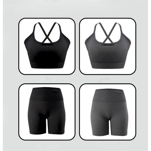 Compre Conjuntos De Ropa De Yoga De Deporte De 2 Piezas Sexy Sin Costuras,  Ropa De Deporte De Verano, Gimnasio, Gimnasio, Casa, Ropa Para Hacer  Ejercicio, Cintura Alta Y Sujetador Cruzado Para