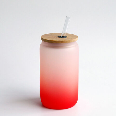 Glass Tumbler with Straw 13.5oz, Cute Glass Water Bottle Glass Cup