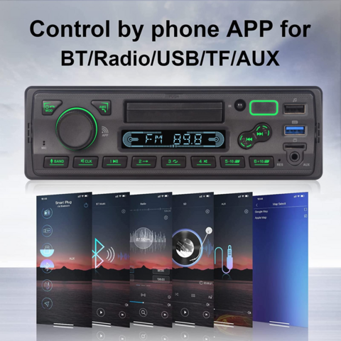 Estéreo de coche de un solo DIN Bluetooth Reproductor de CD y DVD manos  libres, unidad principal de llamadas FM, receptor de radio FM, carga USB