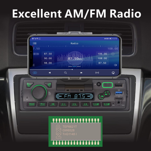 Radio para Coche con Bluetooth y Reproductor de CD - Autoradio 1-DIN con  USB, AUX, 4