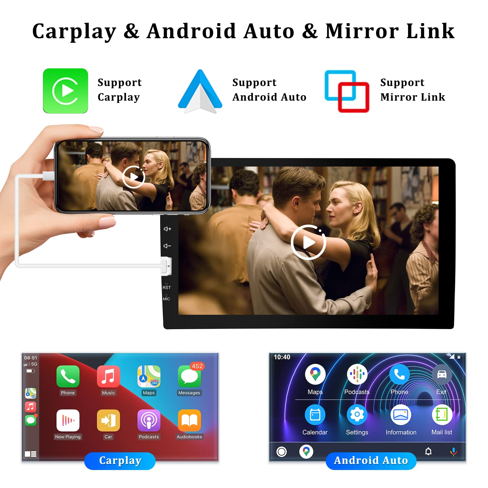 Auto Radio WinCe 2 Din 7 Pulgadas Car Play Mirror iPhone Android