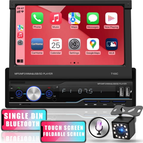 Autoradio Android 1 Din avec GPS 7 Pouces Écran Tactile Flip Out
