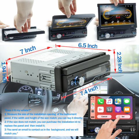 Regetek Estéreo de coche de un solo DIN 7 pulgadas Bluetooth reproductor de  vídeo de audio para coche RDS FM AM reproductor de radio de coche