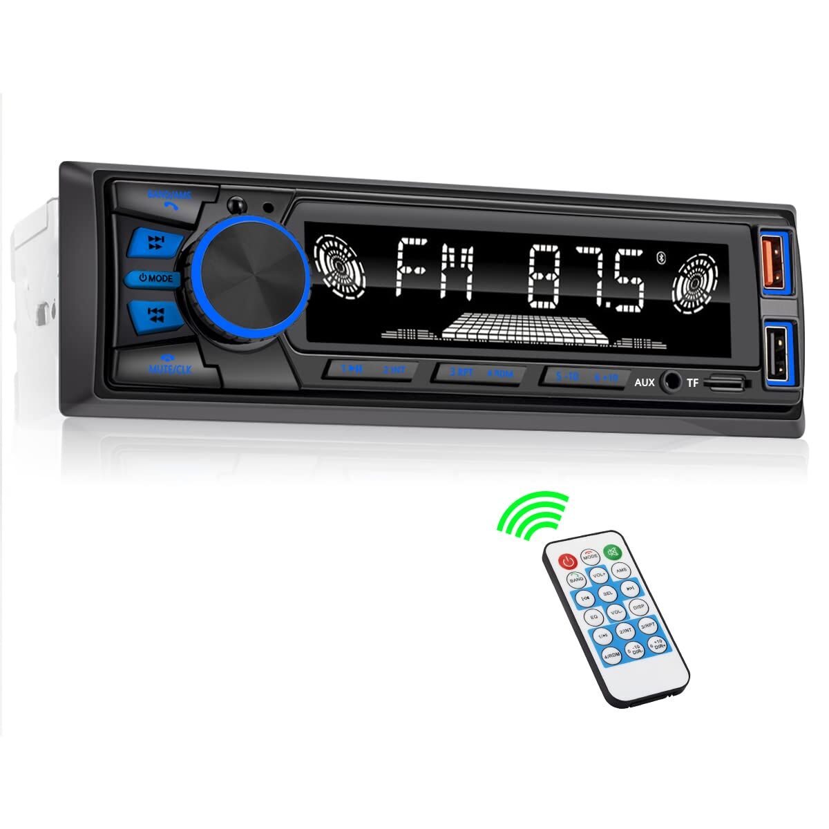 Solo DIN Radio estéreo con Bluetooth 1 DIN, en el tablero de soporte de la  radio