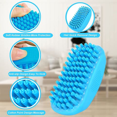 Dog Bath Brush,Rubber Dog Shampoo Grooming Brush, Silicone Dog Shower Wash Curry Brush, for Short Long Haired Dogs Cats Massage Comb, Soft Shedding