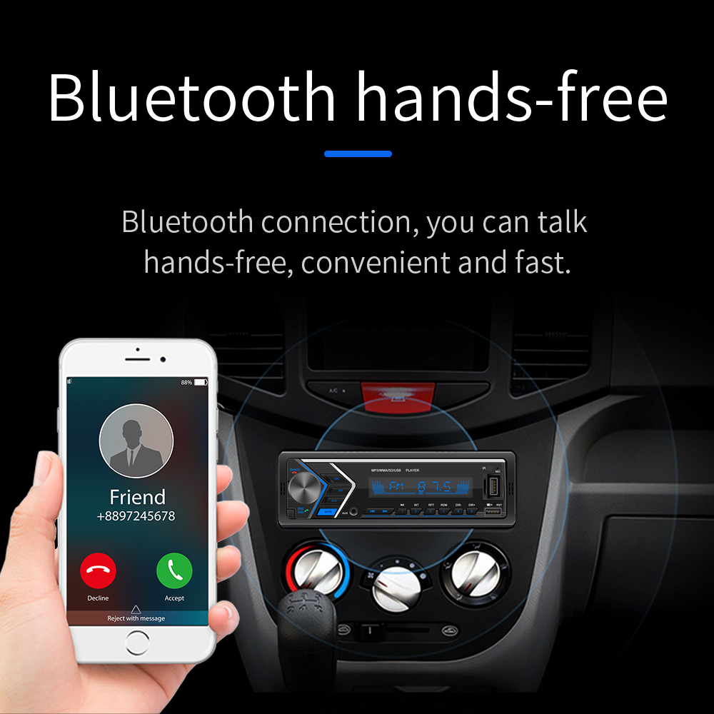 1 DIN Bluetooth Android Auto Carplay Mirror Link Radio Coche Pantalla  Táctil 5 Pulgadas Estéreo Coche Manos Libres Radio FM con USB/AUX-in/Puerto  SD