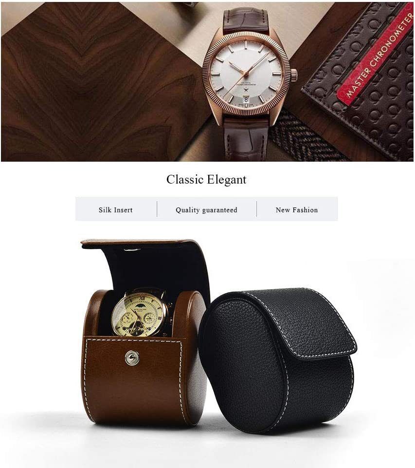 Caja de reloj de cuero genuino para hombre y mujer, bolsa organizadora  portátil de lujo, estuche de almacenamiento de viaje para amantes de los  relojes - AliExpress