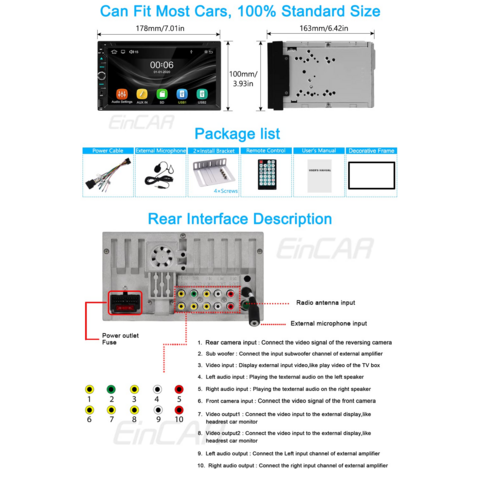 Car radio factory Single Din stereo with carplay and android auto 7 in–  EinCar Official Car Stereo Wholesale Factory Manufacturer