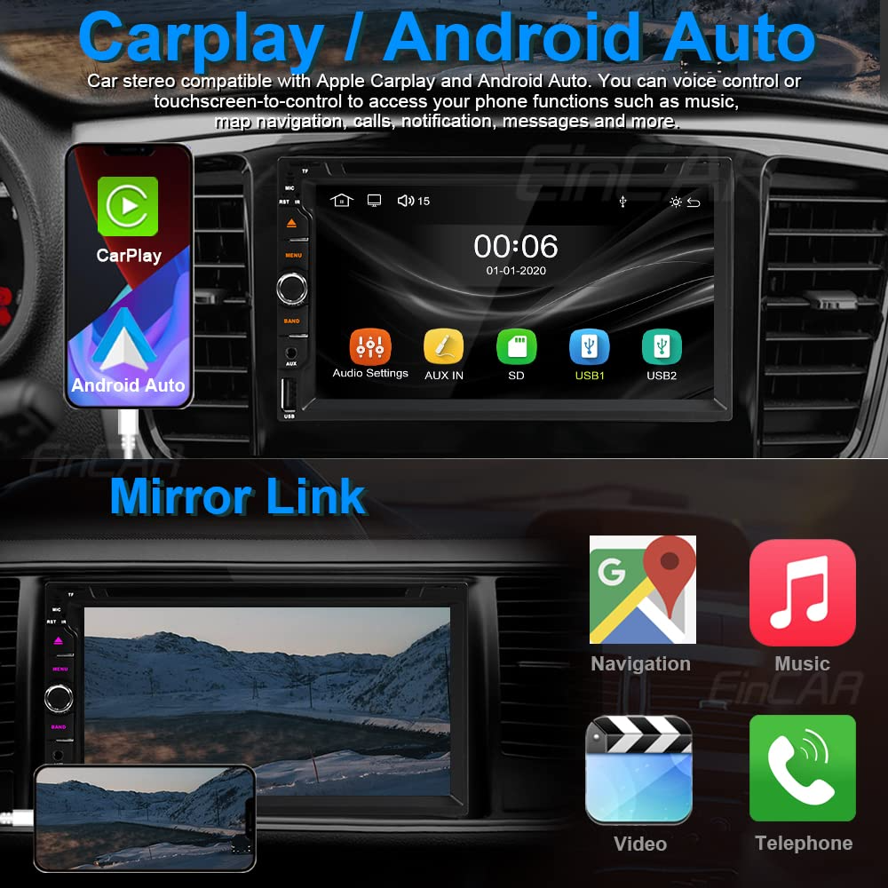 7 Radio de voiture Android Auto Apple Carplay écran tactile stéréo  Bluetooth da