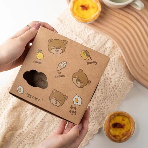 3 Pieces Craft Paper Box Dividers Bakery Gift Packaging Six Cavity Mooncake  Cookie Packaging for Party Decor Biscuit Cookie Birthday Family