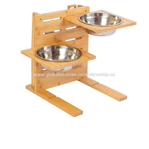 Elevated Dog Bowl Pet Feeding Station with 4 Stainless Steel Bowls, Bamboo  Adjustable Dog Food Stand Raised Dog Bowl for Dogs, Cats - China Bowls Stand  Feeder and Pet Feeder price