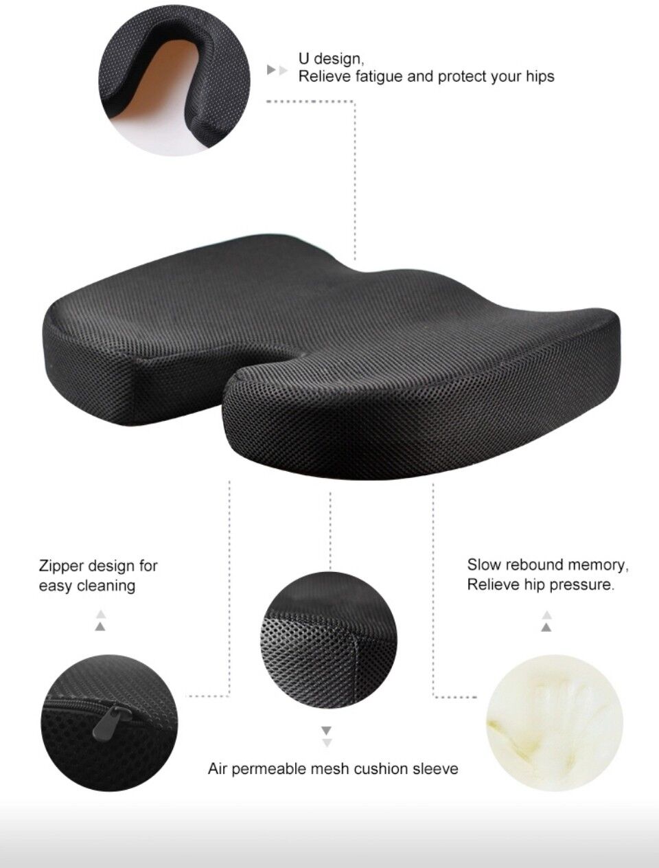 Memory Foam Waist Pillow Slow Rebound Lumbar Pillow Cushion Office Car  Waist Cushion Relieve Fatigue Pressure 