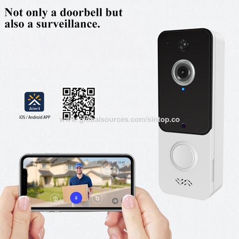 Sonnette vidéo sans fil avec caméra, sonnette vidéo WiFi avec carillon de  porte, surveillance de vision nocturne HD, interphone à domicile, support  de